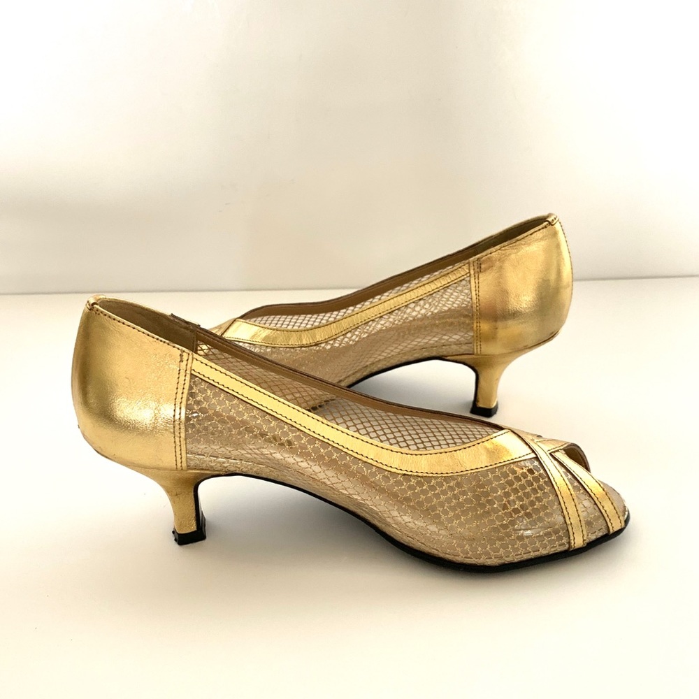 Vintage 70s Gold Disco Fishnet Heels